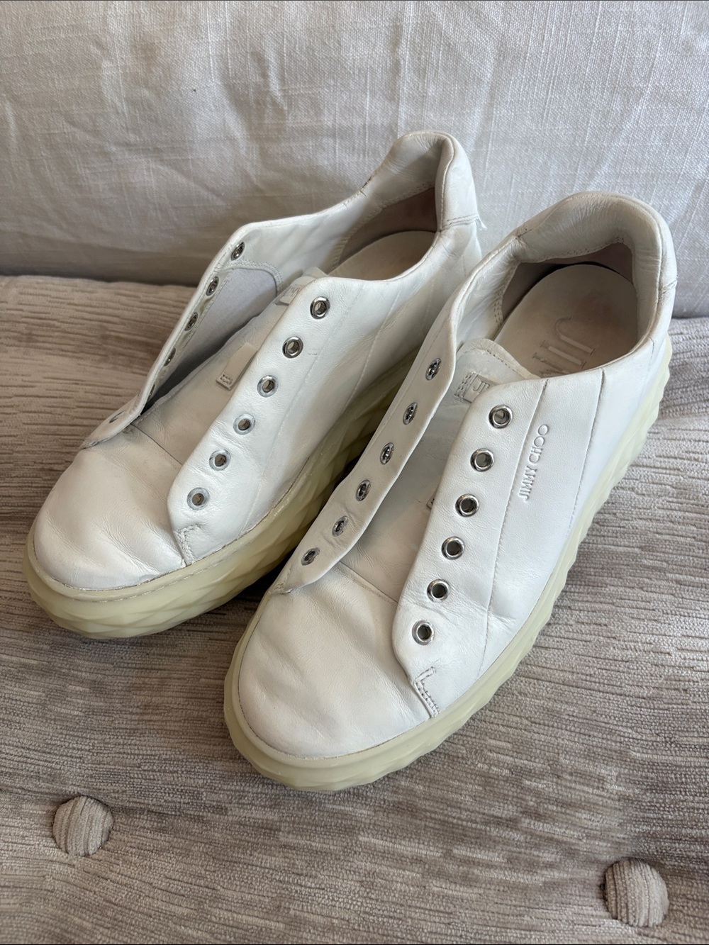 Jimmy Choo diamond light leather sneakers.